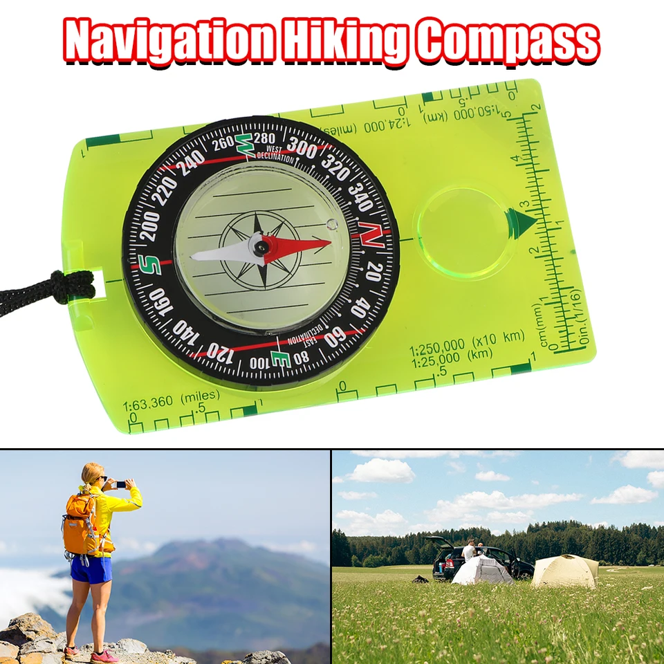 Pravítko pokročilé vodotesné s lupičom Compass pre navigačnú turistiku orientačný skaut gagnetický ihlový kompas škálovaný
