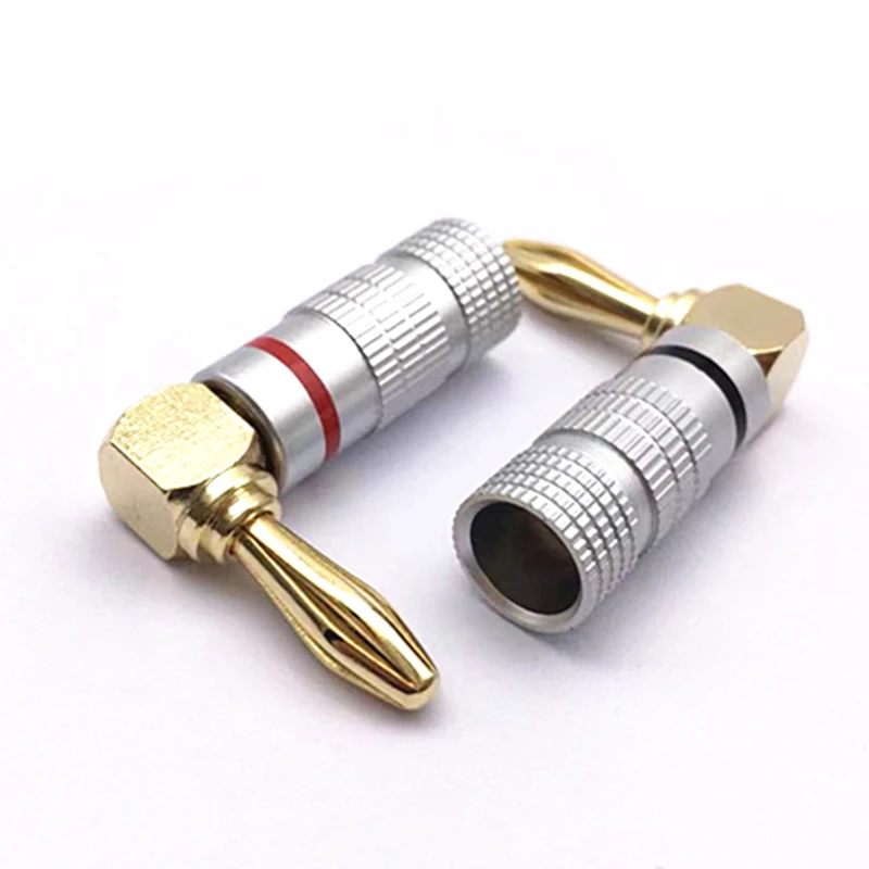 Pravý uhol 90 stupňov 4 mm zlatého zlatého adaptéra adaptéra zvukového konektora Audio konektor