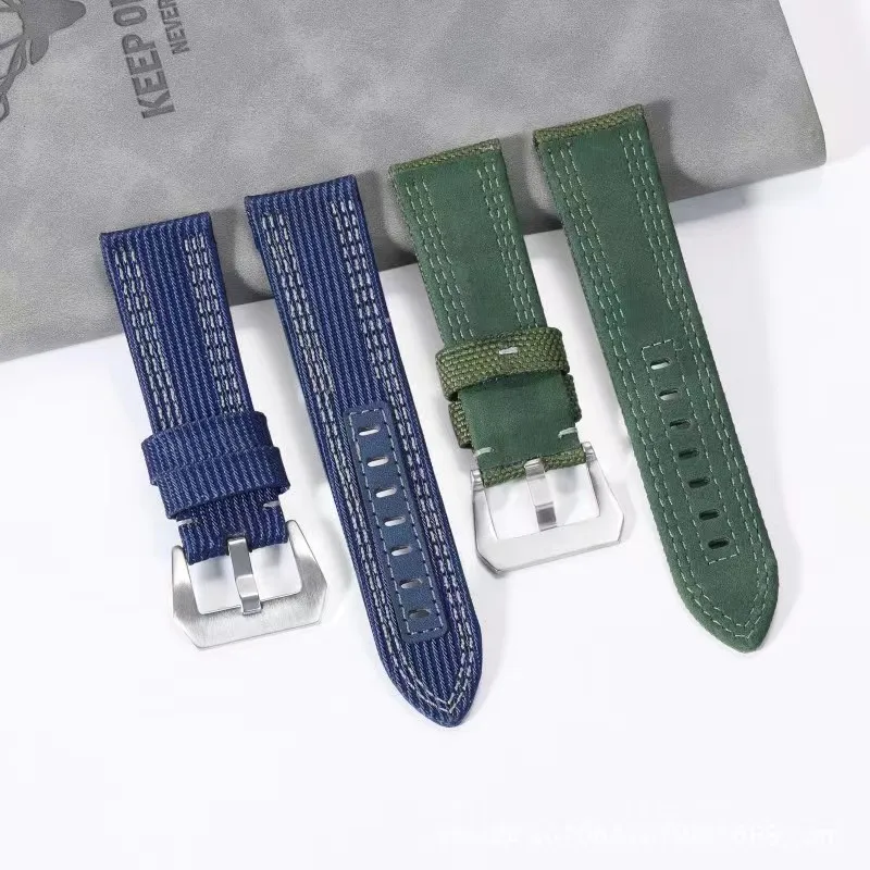 Pre 01122 984 nylonové plátno tkané tkaniny s nylonovým originálnym koženým remienkom 24 mm čierne, zelenú modrú farbu