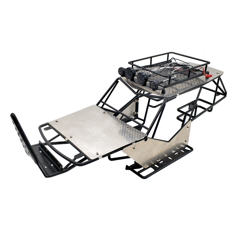 Pre 1/10 stupnice RC Axial Wraith Metal Roll Cage Body Body so stretovým stojanom a kovovými listami bočným krokom, čierna