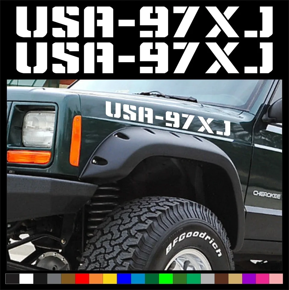Pre (2) USA Jeep Cherokee XJ Fender Decals Grapher
