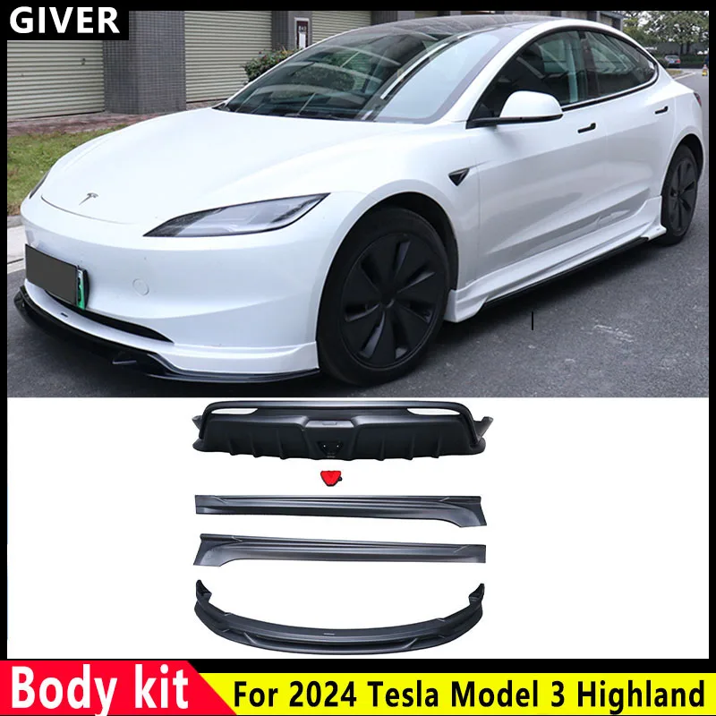 Pre 2024 Tesla Model3 Highland Gloss Black LD Stylovej súpravy Body Kit zadný difúzor Spojovač predného nárazníka na pery bočné sukne Repit Príslušenstvo