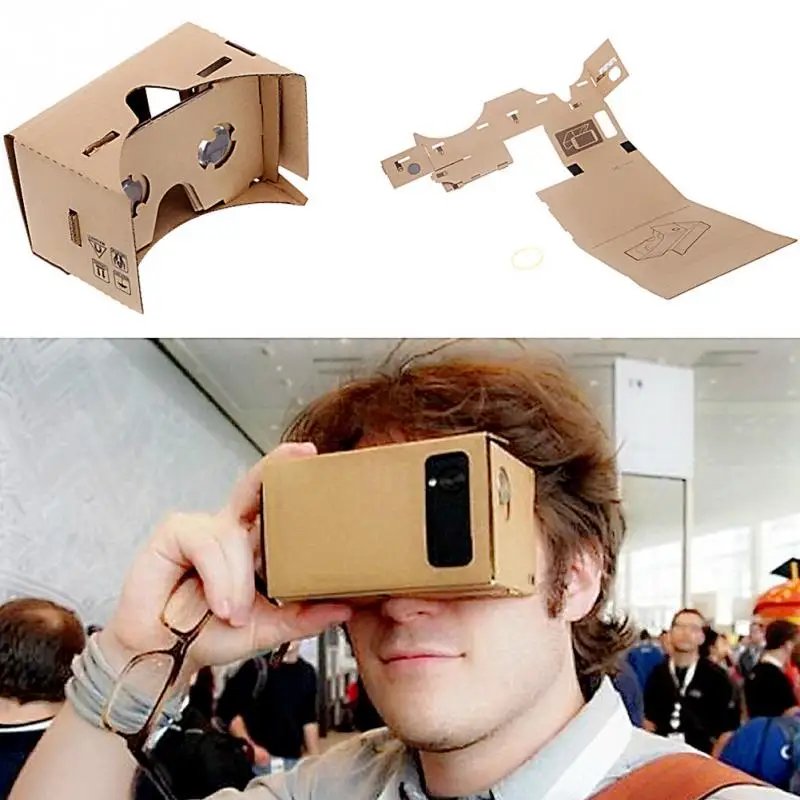 Pre 5,0 palca obrazovky Google VR 3D okuliare úplne nové DIY Google Cardboard Virtual Reality VR Mobilný telefón 3D okuliare VR papierové box
