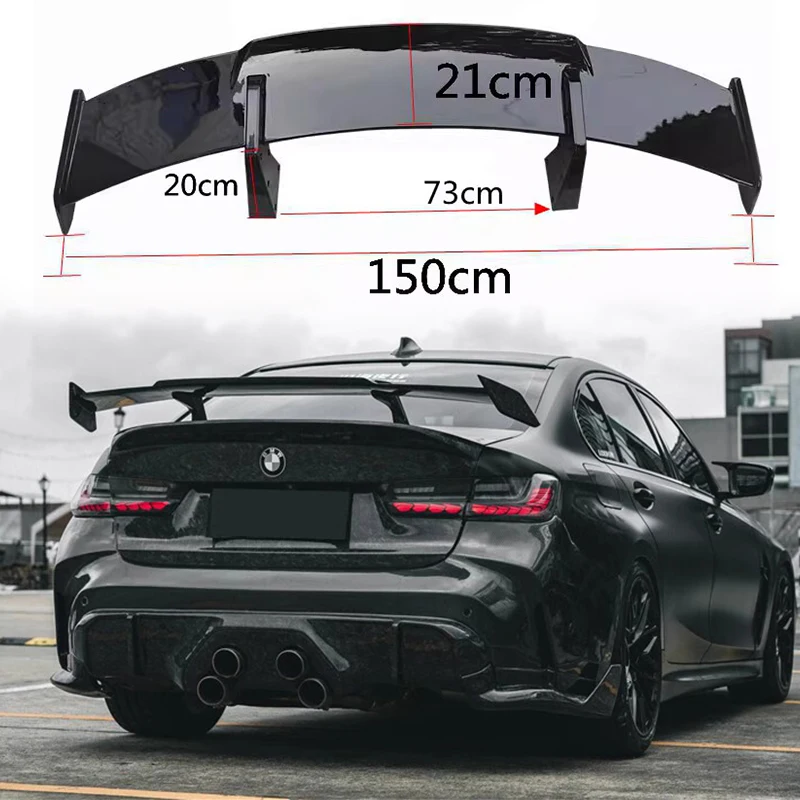 Pre 99% Universal Wing Car ladenie príslušenstva spoločné sedanové vonkajšie výbava 145 cm ABS GT Spoiler Spoiler uhlíkový vzhľad a čierna