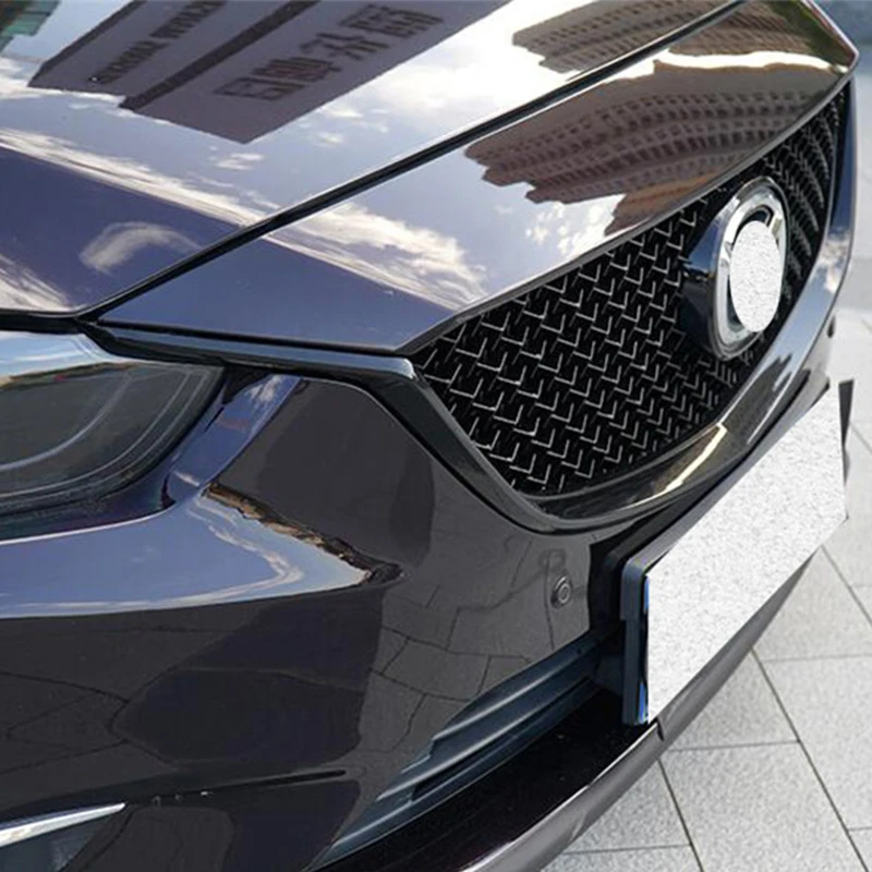 Pre ABS Front Bumper Grill Mazda 6 Splitter 2014 2015 2016 Mazda6 M6 Dekoratívny obal Čierne príslušenstvo Racing grils telesná súprava