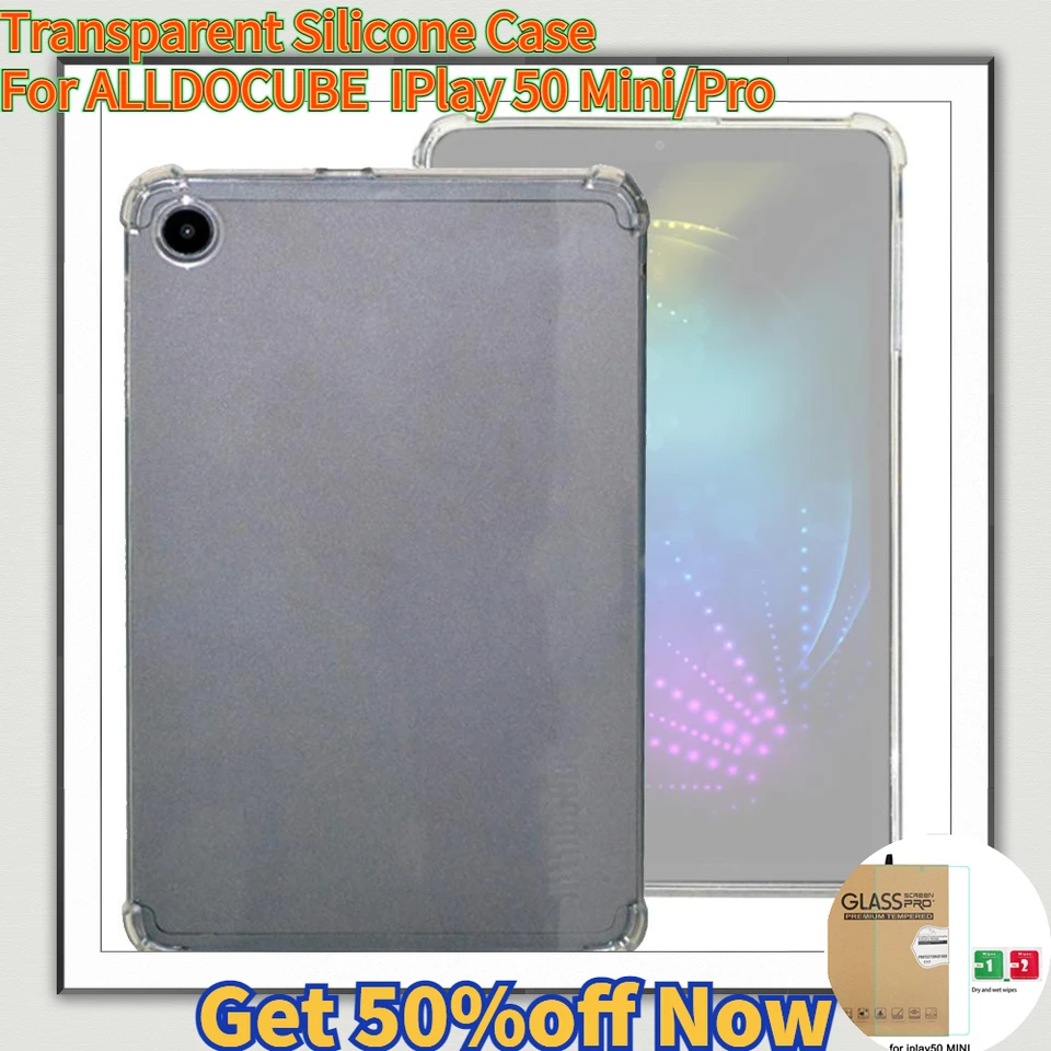 Pre alldoCube iPlay 50 mini/pro tableta bezpečný nárazový prudký kremíkový kryt Soft Shop Shell Ochranný kryt temperovaný film