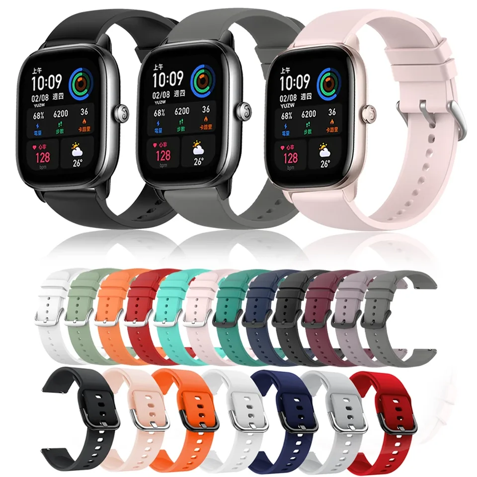 Pre AmazFit BIP 3 Pro/S Lite/U Pro/GTR 42 mm korea 20 mm Silikónový pásový remienok pre AmazFit GTS 4 Mini/2 2e 3 náramok náramku