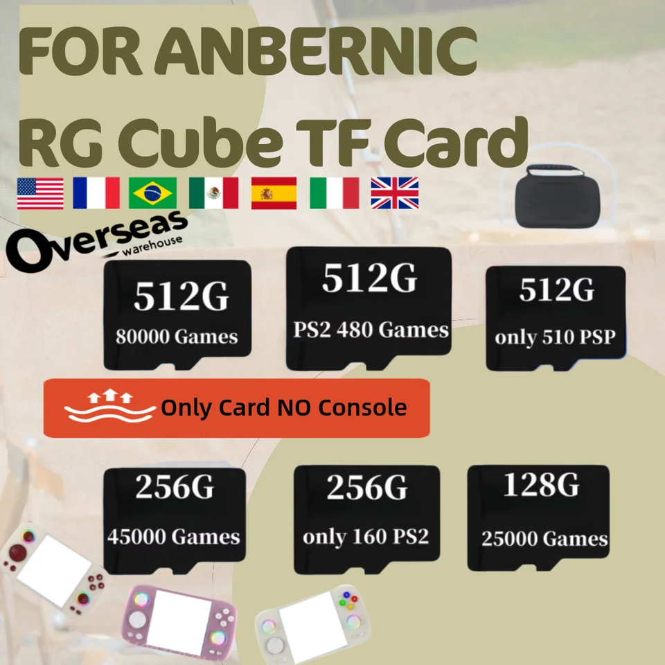 Pre Anbernic RG Cube TF karta Prenosná ručná herná pamäť vreckovú hernú konzolu 512G 80000 Games PS2 PSP Detské darčeky