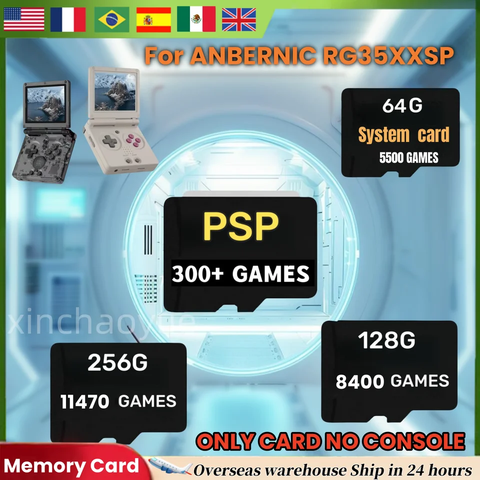 Pre Anbernic RG35XXSP TF Pamäťová karta predpätie Game 256G 300+ PSP Games retro vreckovú hru SD Card 10000+ Games Boy Gift