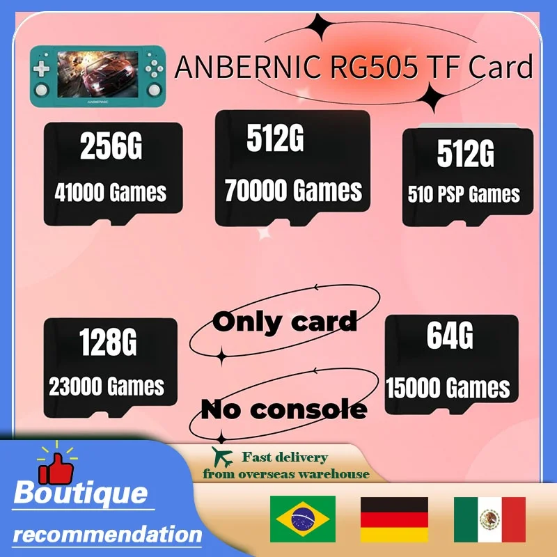 Pre anbernic RG505 TF Pamäťové karty 64G 128G 256G 512G Pamäťové karty 70000 Games Retro Handheld Console PSP 510 Games Card Card