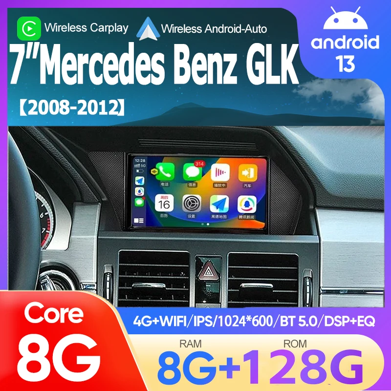 Pre Android 13 Multimediálny hráč Mercedes Benz Glk 2008 - 2012 GPS Navigation Stereo Car Radio 8 GB+128 GB BT CarPlay DSP DSP