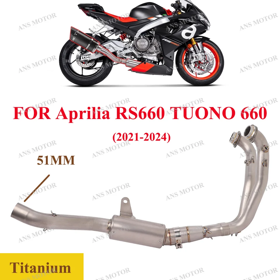 Pre apríl RS660 Tuono 660 2021-2024 Motocykel Výfukový front link Slip na 51 mm zliatinu Titánu Titán Titán 51 mm