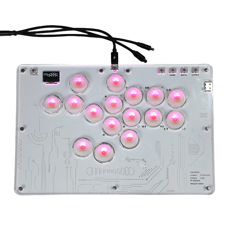 Pre Arcade Stick 16 Keys Arcade Fight Stick Game Klávesnica s vlastným RGB a Turbo pre prepínač/PC/PS5/PS4/PS3/Steam Deck