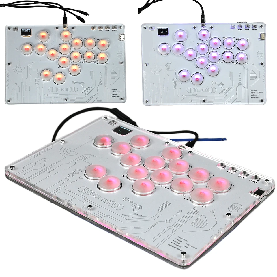 Pre Arcade Stick 16 Keys Slim pre Arcade Fight Stick Game Keyboard s turbo funkciami a vlastnými RGB pre PC/PS3/PS4/Switch/Steam