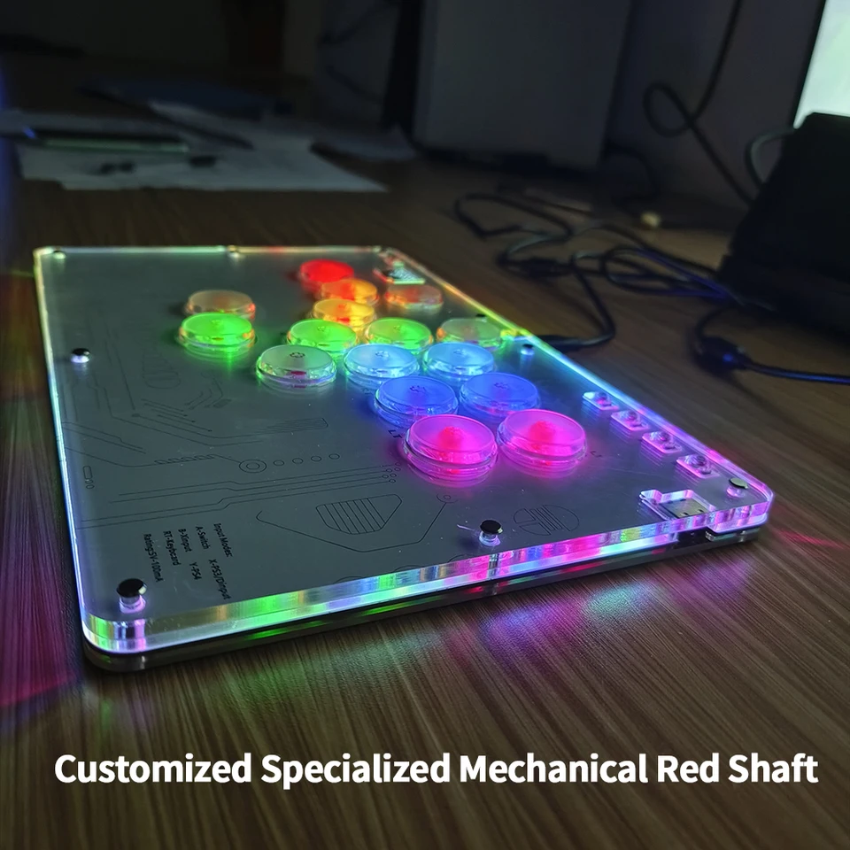 Pre Arcade Stick 16 Klávesy pre arkádový ovládač Street Fight s vlastným RGB a Turbo pre PC/PS3/PS4/Switch/Steam Game Keyboard