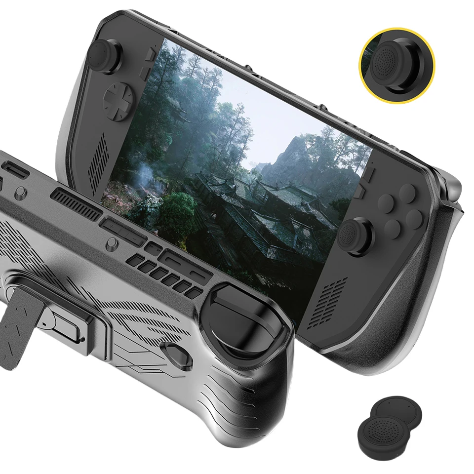 Pre ASUS ROG Ally X TPU ochranca plášť s rukávmi W/ Thumb Stick Cap Temped Glass Screen Protector s príslušenstvom stojanov
