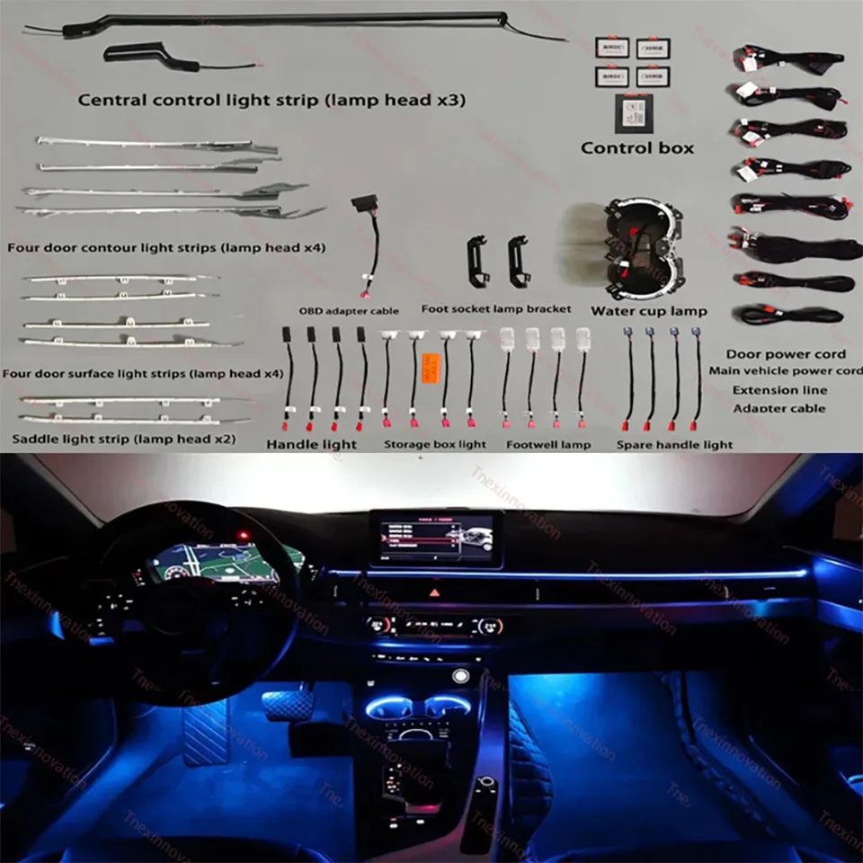 Pre Audi 2017-2024 A4 S4 B9 32 Farba vyhradené okolité svetlo emitujúceho kruhu rohov šesť režimov (monochromatické/dýchanie/gradient/prasknutie