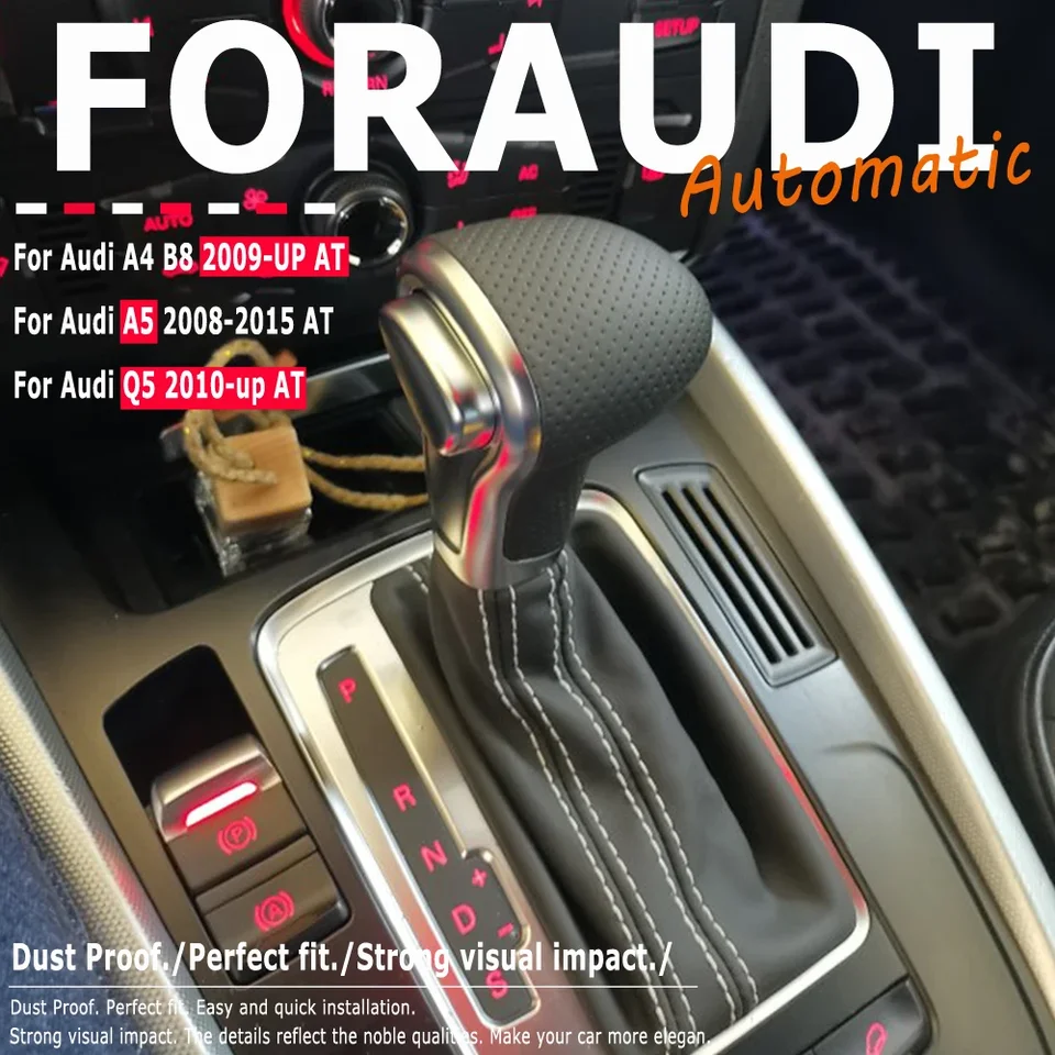 Pre Audi A3 8p A4 B8 A5 Q5 A6 C6 Koža Chrome Chrome Shift Gomb Shift Gomb Buel Huand Ruck Ruck Ruka páka 4G1713139