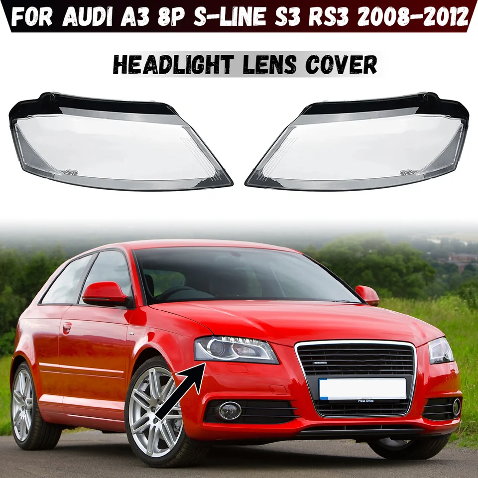 Pre Audi A3 8p S3 RS3 2008 2009 2009 2012 2012 Cover Svieet shell shell Headhights Lens Lashshade Transparent PlexIglass