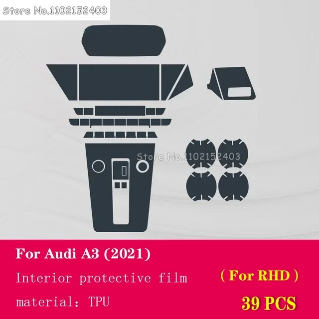 Pre Audi A3 8y 2021Car Interiér Center Transparent TPU Protective Film Anti-Scratch Opravy Film Accessorie Repit LHD RHD