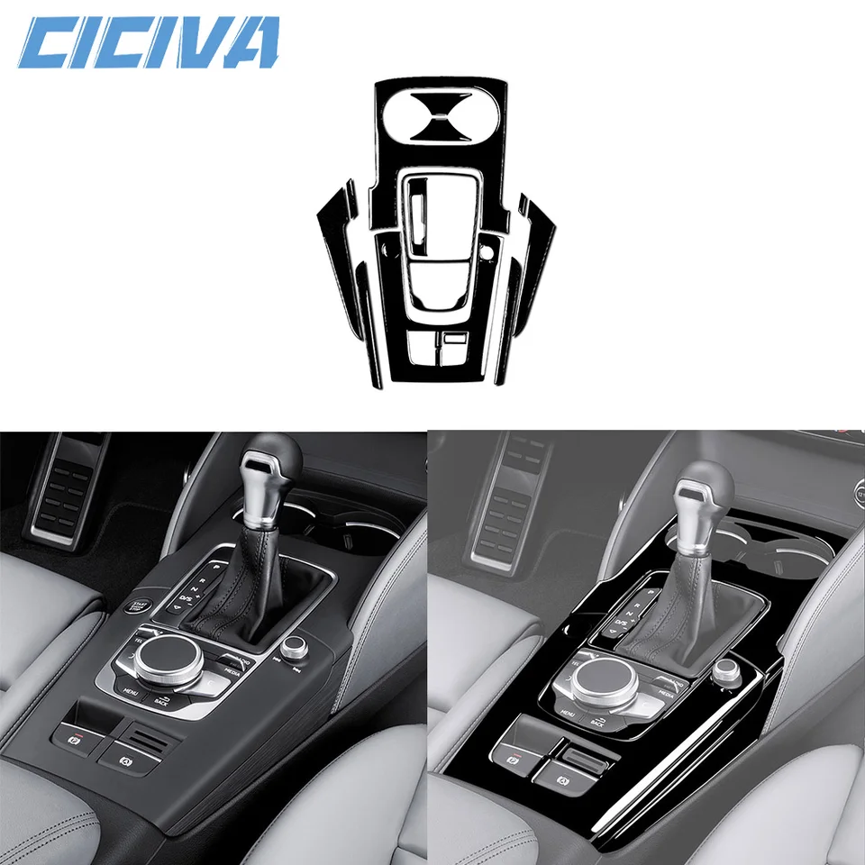 Pre Audi A3 S3 RS3 8V 2013-2019 Klavír Čierna voda pohár prevodovky prevodovky prevodovky Panel Panel Cover vo vnútri nálepky na príslušenstvo
