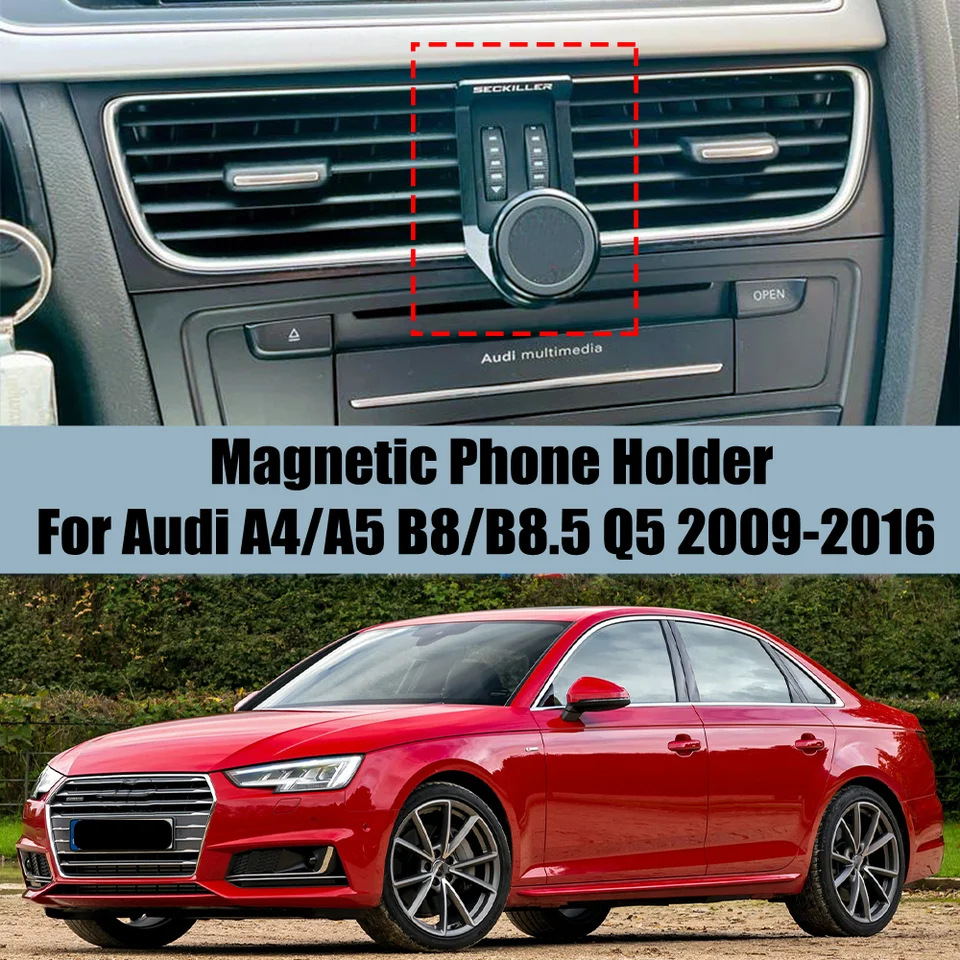 Pre Audi A4 A5 B8 B8.5 Q5 2009-2016 Držiak na automatickú držiak na autá Držiak na držiak magnetu 360 Rotatovateľná podpora mobilných GPS príslušenstvo