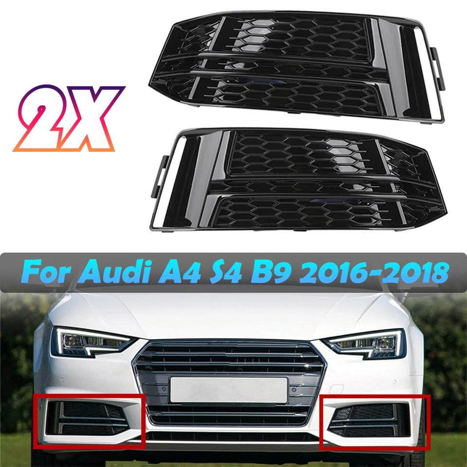 Pre Audi A4 S4 B9 2016 2017 2018 2018 2ks predný nárazník dolného hmly Light Light Grille Grille Honeycomb Racing Grill Tink 8W0807682F