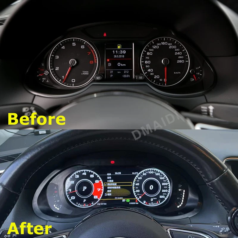 Pre Audi A4L A4 Q5 A5 S4 S5 B8 2010-2018 Najnovší CAR LCD Digitálny prístrojový prístrojový prístrojový prístroj Cluster Schadometer
