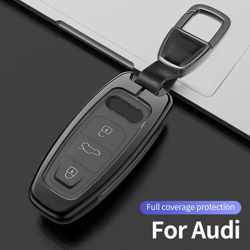 Pre Audi A6 A4 A5 A7 A8 C8 Q8 8S 8W Q7 B9 4M S5 S4 S7 D5 TT TTS TFSI E-TRON KEYCHAIN ​​ACTION ADICKY Kľúčové puzdro Hliníková zliatina hliníka