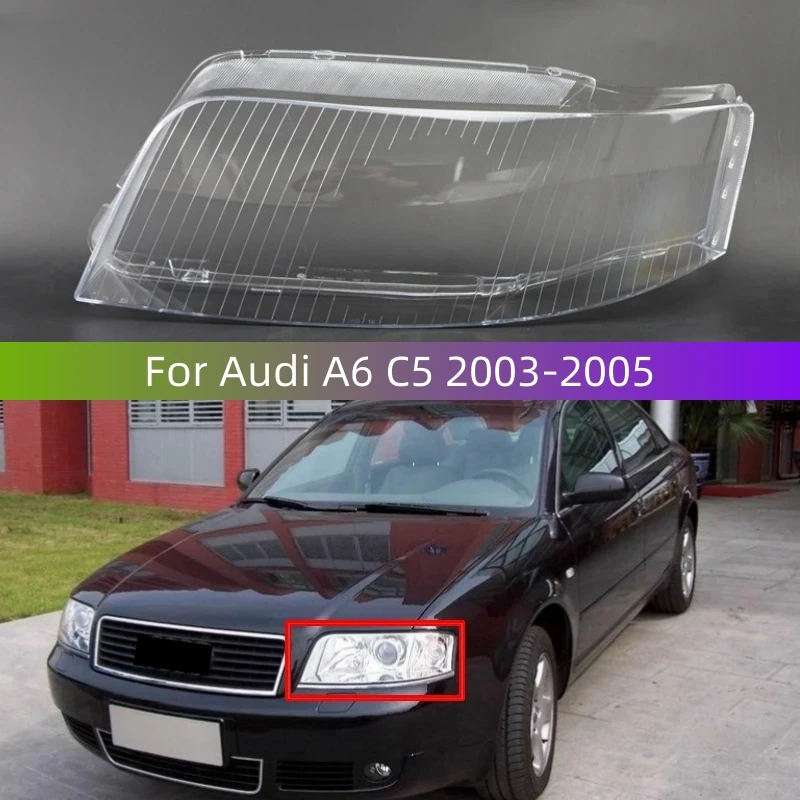 Pre Audi A6 C5 2003 2004 2005 2005 Predný svetlomet SLIGE SKLAS ZOBRAZENIE ZOBRAZENIA LAMPSHADE CLEAR HEATLAMP SHELL Auto Príslušenstvo