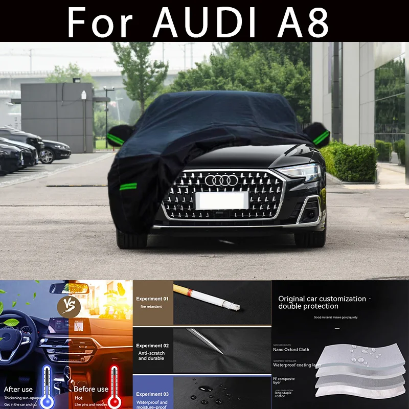 Pre Audi A8 Outshore Ochrana Plné vozidlá Cens Snow Cover Sunshade Vodotesný prach odolný voči exteriéru automobilových príslušenstiev