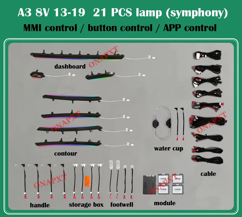 Pre Audi Q2 Q3 Q5 Q7 Q8 A3 S3 A4 S4 A5 S5 A6 A7 A8 A8 8V B8 B9 C7 C8 D5 Symfónia DOSPEBOL DOSPEBOL DASHOARD LIGHT LIGH LIG Atmosféra LAMP