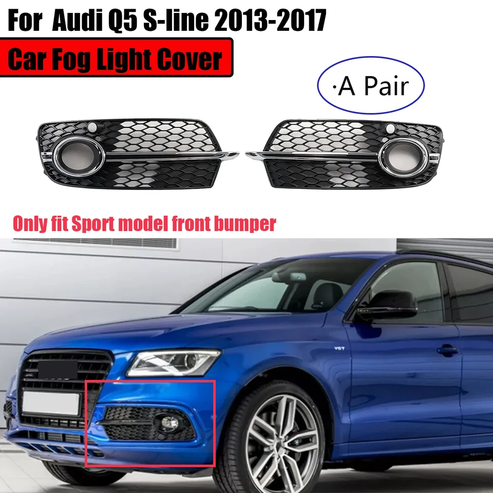 Pre Audi Q5 S-Line 2013-2017 Pár auto hmlové svetlo kryt hmlovej lampa gril grilové sieťové kryt