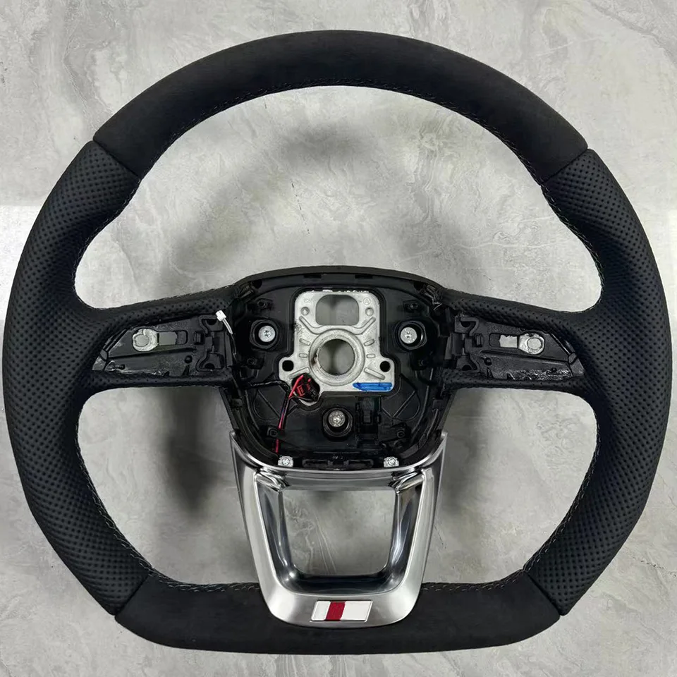 Pre Audi Q5 Sports Sports vyhrievaná vyhrievaná Alcantara Dierovaná kožená šedá šijacia základňa volantu so zostavou logickej logovej siete S/RS
