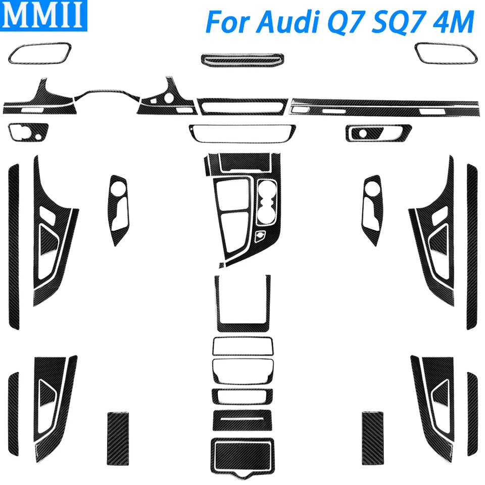 Pre Audi Q7 SQ7 4M 2016-2019 Príslušenstvo Uhlíkové vlákno Centrum Konzola Shift Shift Air Vetlet Vent Ret Set Car Interior Sticker