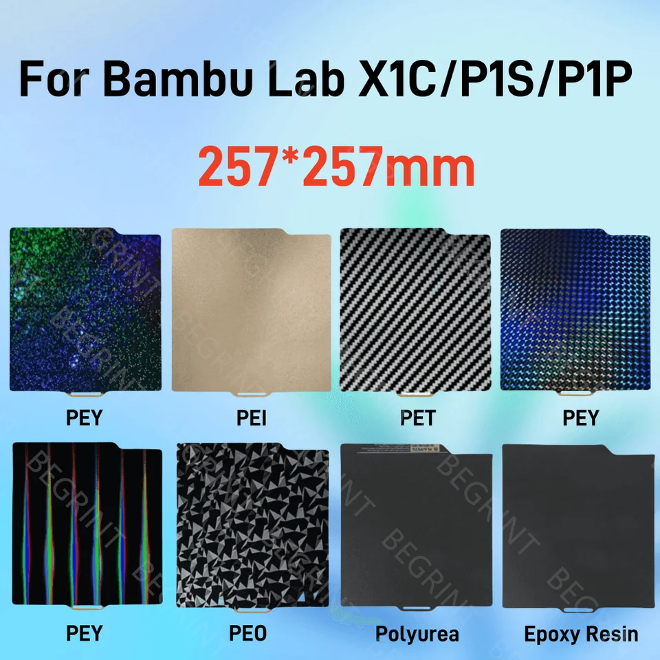 Pre Bambu Lab Build Plate X1C Holographic Pey List Pet Pei Textúra 257x257 PEO SHIT pre BAMBULAB A1 P1P LAB BAMBOO vyhrievané lôžko