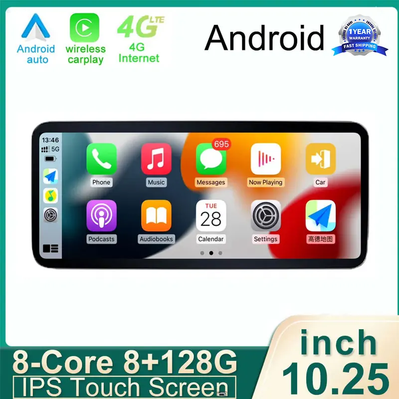 Pre Benz C GLC W205 X253 W446 2015-2018 Android 14 dotykových obrazoviek Auto príslušenstva CarPlay Monitor Multimedia rádio prehrávač