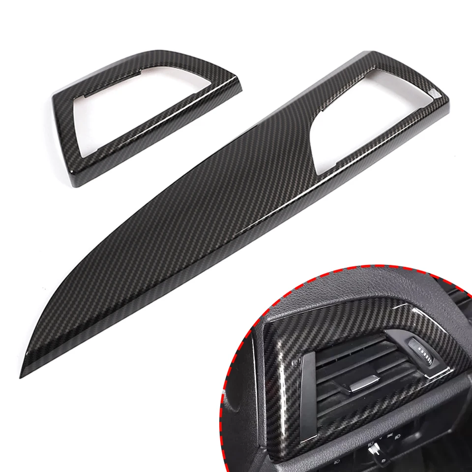 Pre BMW 1 2 séria F20 F21 F22 F23 2012-2017 2ks Dashboard Panel Panel Panel Side Air Over Vent Cover ABS ABS uhlíkový textúr