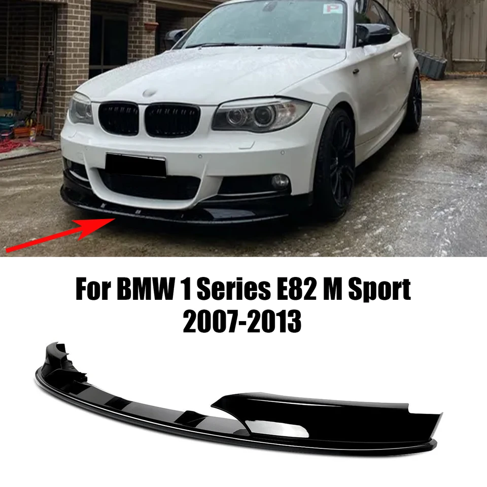 Pre BMW 1 Series E82 M Sport 2007-2013 Predný nárazníkový rozptyl rozptyľovača SPOILER SPOILER Protector Lesklý čierny uhlíkový vlákn