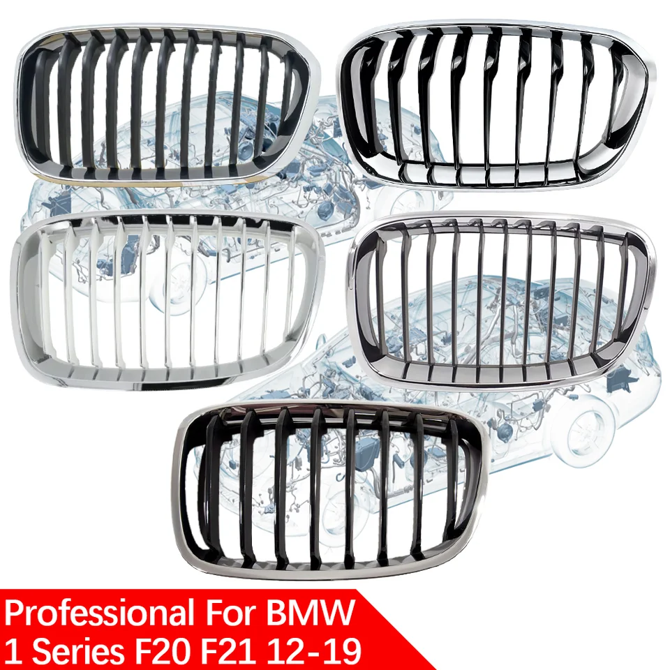 Pre BMW 1 sériu F20 F21 F20LCI F21LCI 2012-2019 125i 125D 120D 116i Dvojitá obličková mriežka Grilla Grill Chrome 51137262117