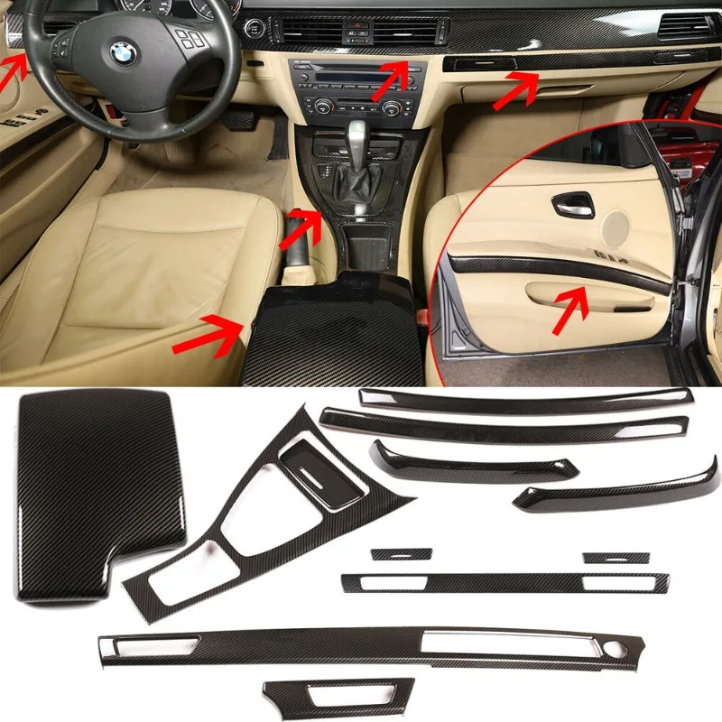 Pre BMW 3 E90 2005-2012 ABS uhlíkové vlákno Interiérový stredový plutk