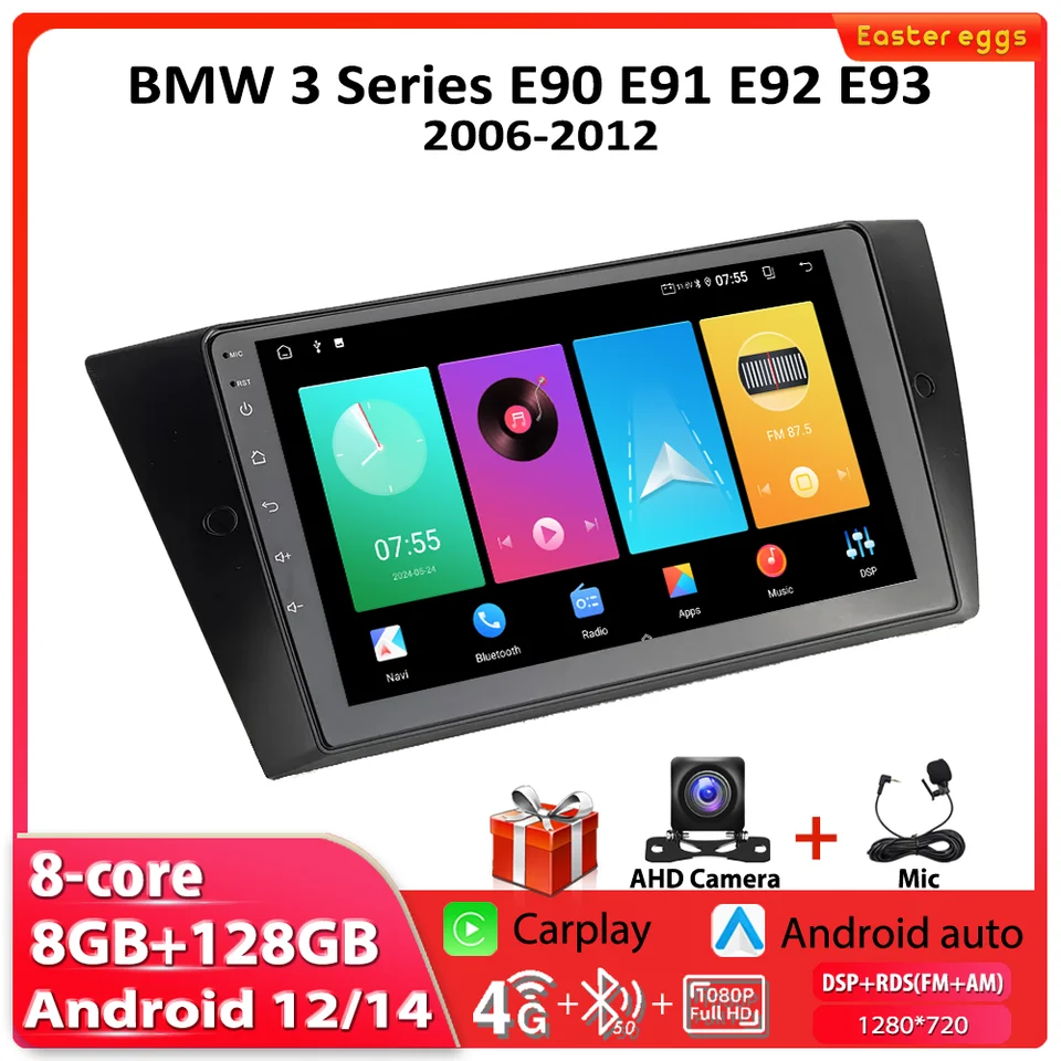 Pre BMW 3 Series E90 E91 E92 E93 2006-2012 Car Android Auto Intelligent Player Navigation GPS CarPlay Multimedia Stereo