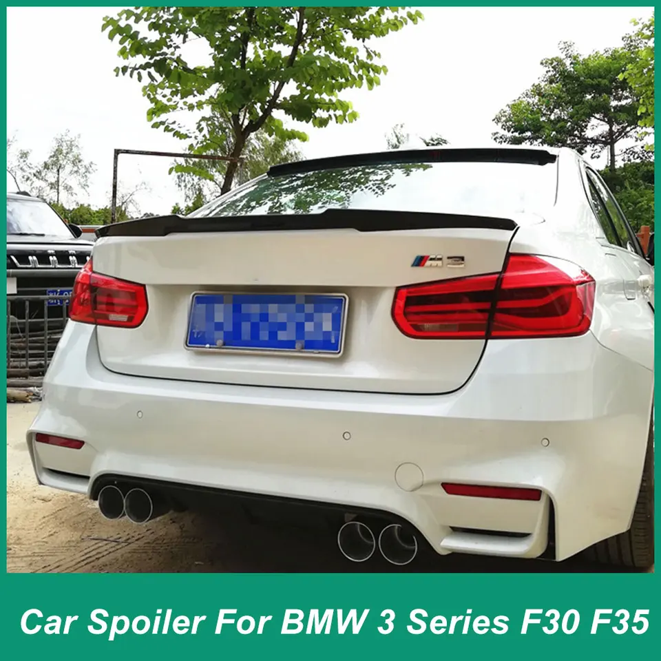 Pre BMW 3 Series F30 F35 2012-2019 Zadný kmeň veko SPOILER BLADE Dizajn chvosta krídla ABS MATERICKÝ AUTOMOTIVE Automobilové príslušenstvo Čierny carbón