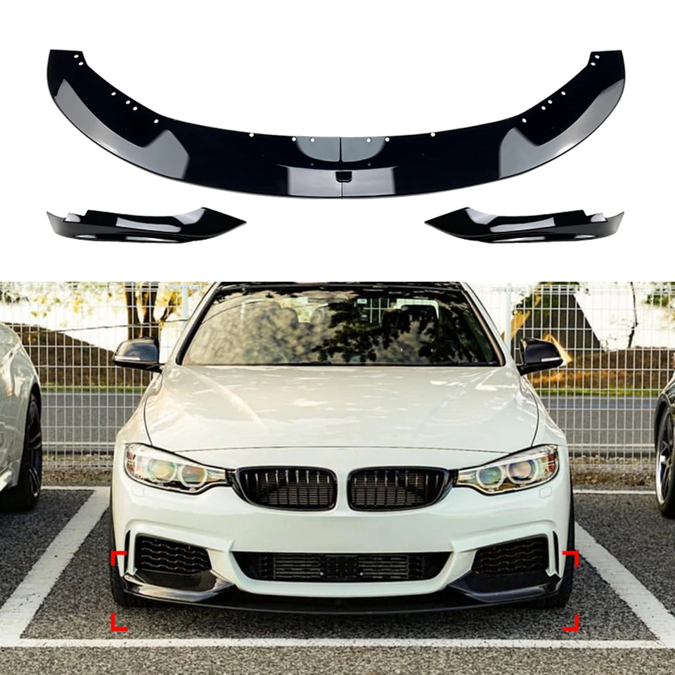 Pre BMW 4 Series F32 F33 F36 420I 435i M Sport 2014-2020 GLOS Black/Fibre Look SPOILER SPOILER LIP+STRATNÉ SPLITTER