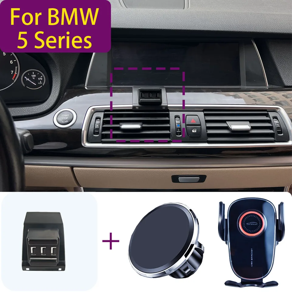 Pre BMW 5 Series 5GT F07 2010-2017 Magnetický držiak telefónu Magnet Montáž na nabíjanie stojan na nabíjanie Prispôsobil základňu na prispôsobenú základňu