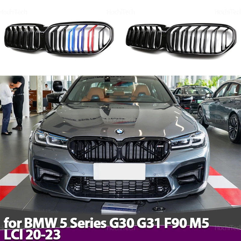 Pre BMW 5 Series G30 G38 G31 F90 M5 LCI 2020-2023 Predný nárazník automobilu Racing Grills Náhradné 2 Slat Gloss Black Grilles