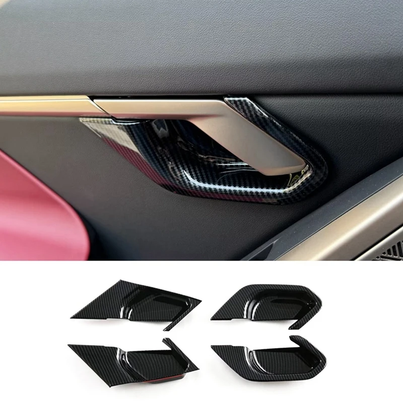 Pre BMW 5 Series G60 2024 Vnútorné dvere rukoväte misky misky dekorácie Interiérové ​​príslušenstvo, ABS uhlíkové vlákna
