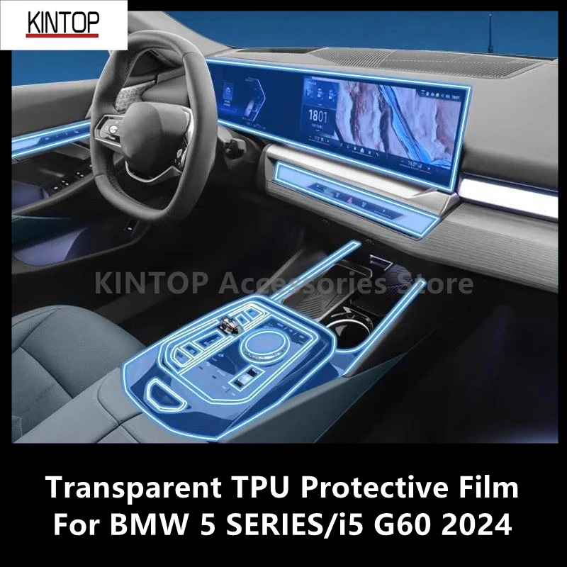 Pre BMW 5 Series/I5 G60 2024 CAR Interiér Center Transparentné TPU Protective Film Anti-Scratch Opravy príslušenstva
