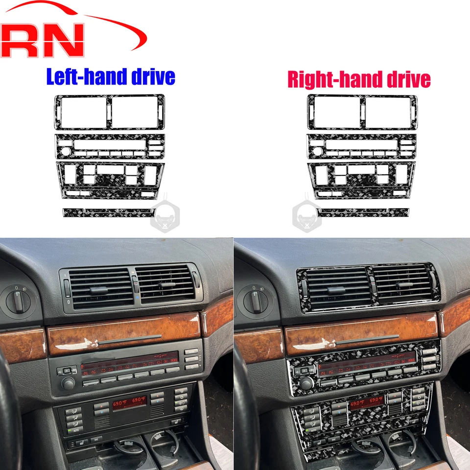 Pre BMW 5 Series M5 E39 1998-2003 Oprava kované kované kované uhlíkové vlákno Centrum Control Set Panel Interiérové ​​príslušenstvo Dekoratívna nálepka