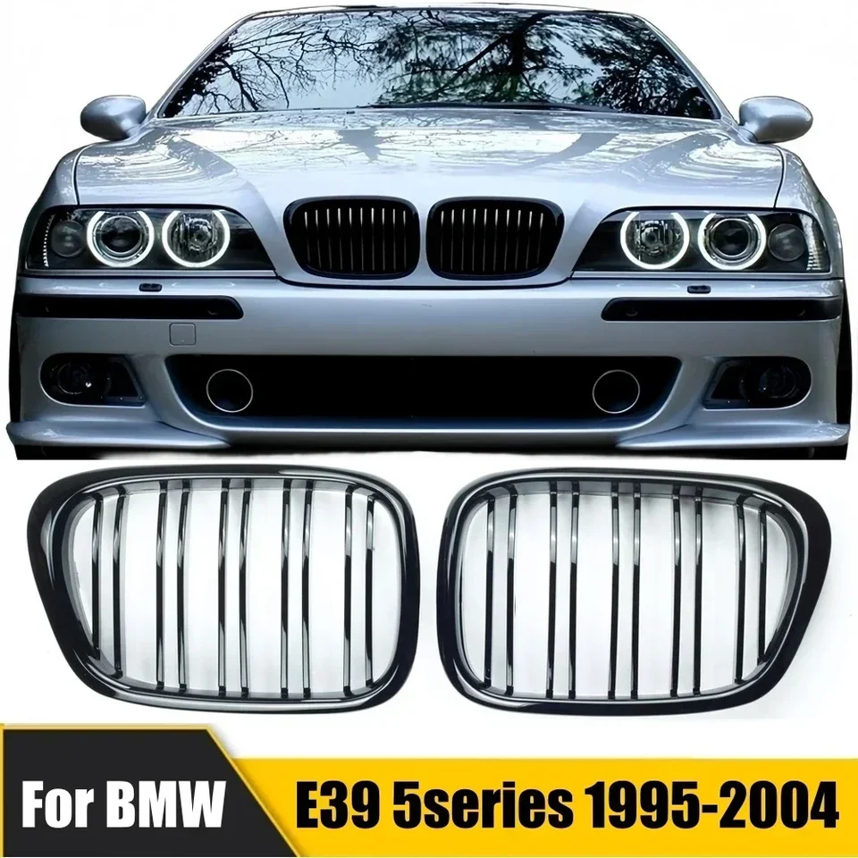 Pre BMW E39 5 Series 525 528 Gloss Black Grille Car Front Hood Grill Grilles Grilles Racing Grill 95-04 Auto príslušenstvo
